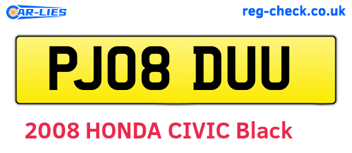 PJ08DUU are the vehicle registration plates.