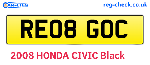 RE08GOC are the vehicle registration plates.
