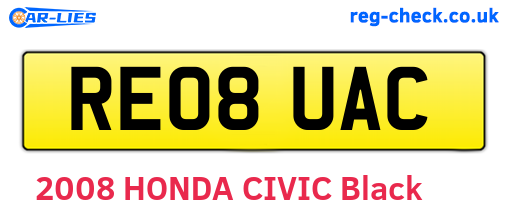 RE08UAC are the vehicle registration plates.
