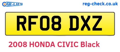 RF08DXZ are the vehicle registration plates.