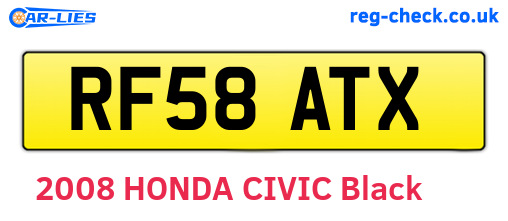 RF58ATX are the vehicle registration plates.