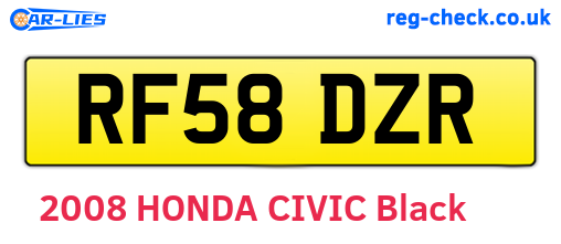 RF58DZR are the vehicle registration plates.