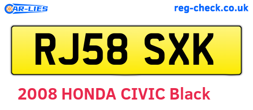 RJ58SXK are the vehicle registration plates.