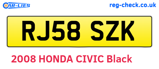 RJ58SZK are the vehicle registration plates.