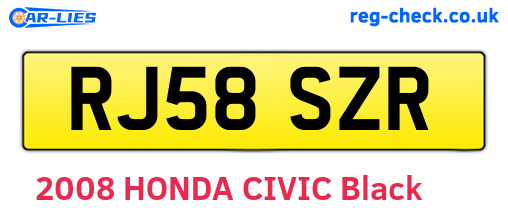 RJ58SZR are the vehicle registration plates.