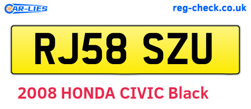 RJ58SZU are the vehicle registration plates.
