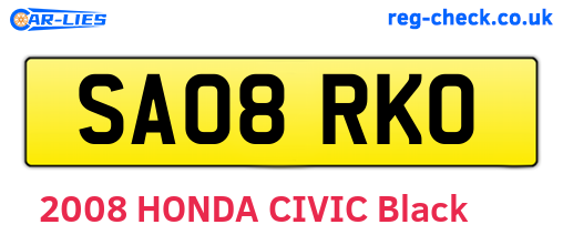 SA08RKO are the vehicle registration plates.