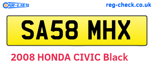 SA58MHX are the vehicle registration plates.