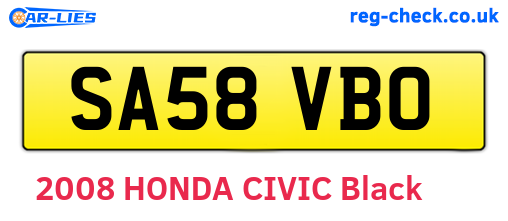 SA58VBO are the vehicle registration plates.