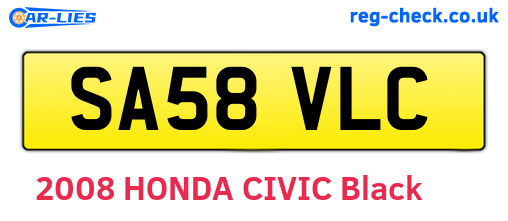 SA58VLC are the vehicle registration plates.