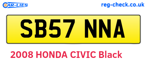 SB57NNA are the vehicle registration plates.