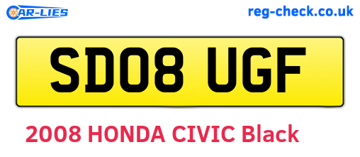 SD08UGF are the vehicle registration plates.
