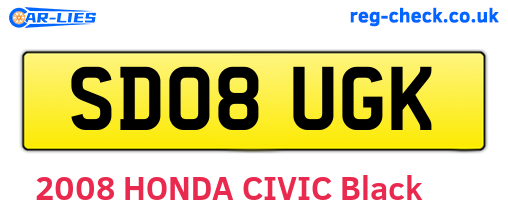 SD08UGK are the vehicle registration plates.