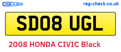 SD08UGL are the vehicle registration plates.
