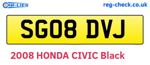 SG08DVJ are the vehicle registration plates.