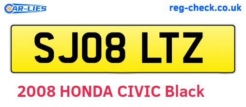SJ08LTZ are the vehicle registration plates.