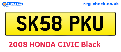 SK58PKU are the vehicle registration plates.