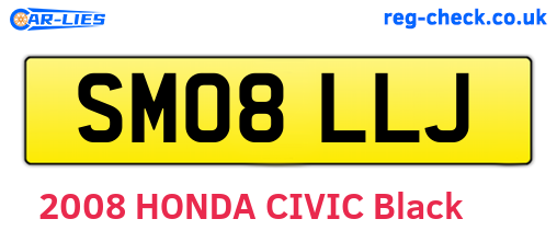 SM08LLJ are the vehicle registration plates.