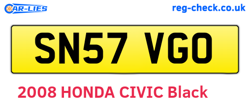SN57VGO are the vehicle registration plates.