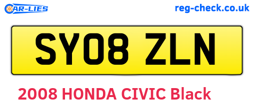 SY08ZLN are the vehicle registration plates.