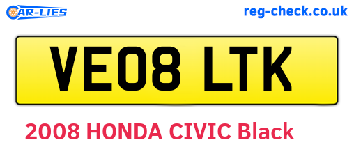 VE08LTK are the vehicle registration plates.