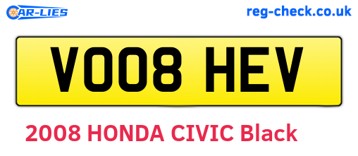 VO08HEV are the vehicle registration plates.