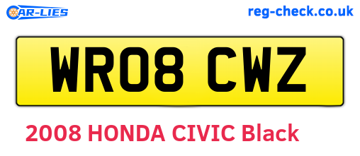 WR08CWZ are the vehicle registration plates.
