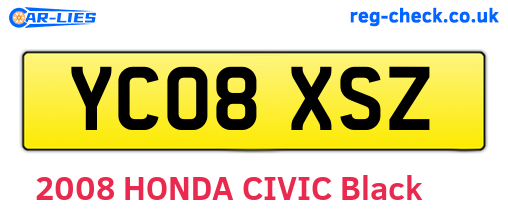 YC08XSZ are the vehicle registration plates.