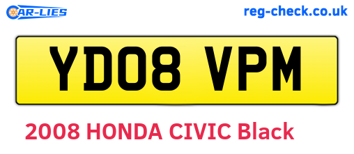 YD08VPM are the vehicle registration plates.