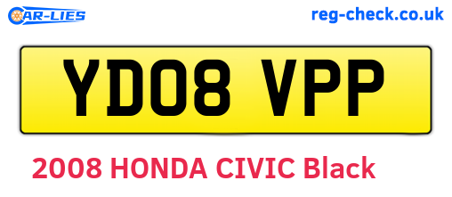 YD08VPP are the vehicle registration plates.