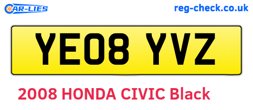 YE08YVZ are the vehicle registration plates.