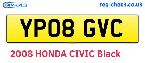 YP08GVC are the vehicle registration plates.