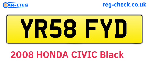 YR58FYD are the vehicle registration plates.