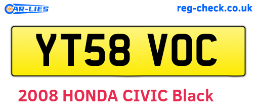 YT58VOC are the vehicle registration plates.