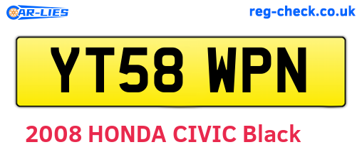 YT58WPN are the vehicle registration plates.