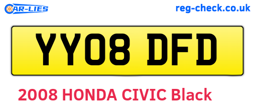 YY08DFD are the vehicle registration plates.