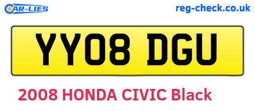 YY08DGU are the vehicle registration plates.
