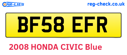 BF58EFR are the vehicle registration plates.