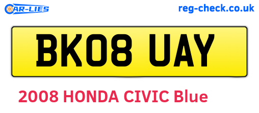 BK08UAY are the vehicle registration plates.
