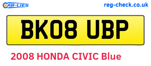 BK08UBP are the vehicle registration plates.