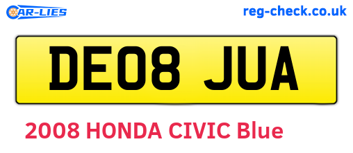 DE08JUA are the vehicle registration plates.