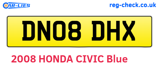 DN08DHX are the vehicle registration plates.
