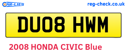 DU08HWM are the vehicle registration plates.