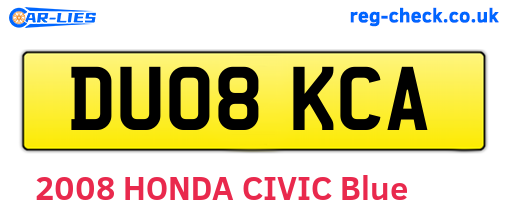 DU08KCA are the vehicle registration plates.