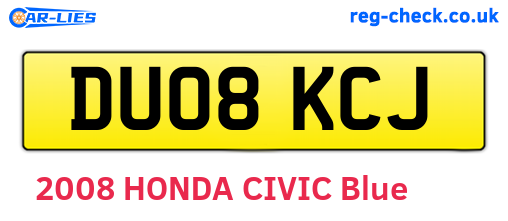 DU08KCJ are the vehicle registration plates.
