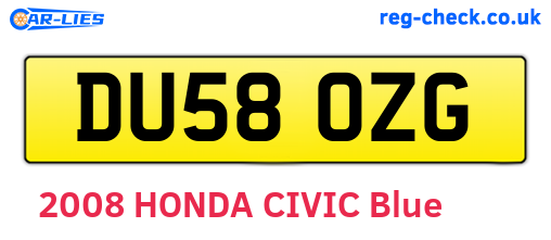 DU58OZG are the vehicle registration plates.