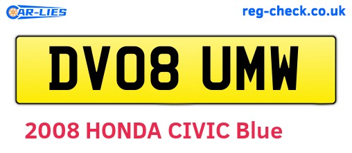 DV08UMW are the vehicle registration plates.