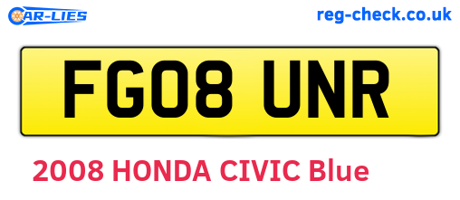 FG08UNR are the vehicle registration plates.