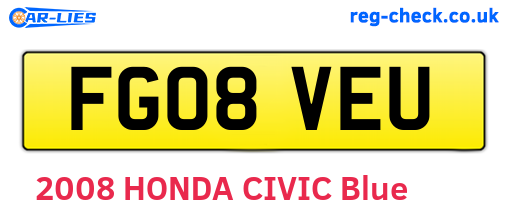 FG08VEU are the vehicle registration plates.