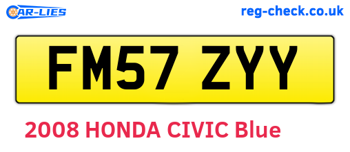 FM57ZYY are the vehicle registration plates.